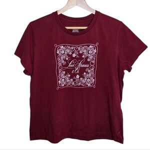Levi's | Red Cropped Short Sleeve Logo Graphic Tee Womens Size XL 100% Cotton